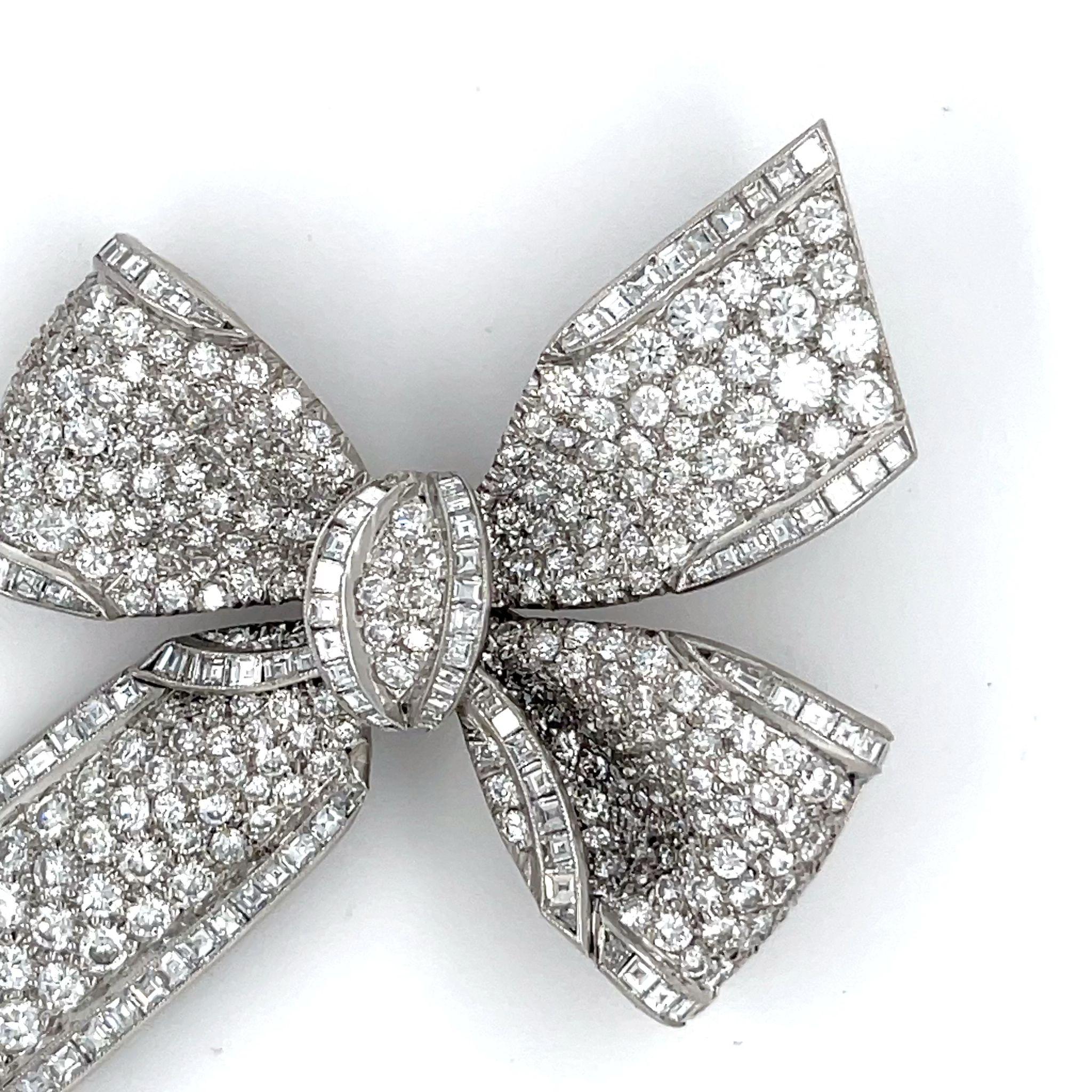 Tiffany & Co. Platinum Diamond Bow Brooch 1950s Appx 9.5 cts Iconic! For Sale 7