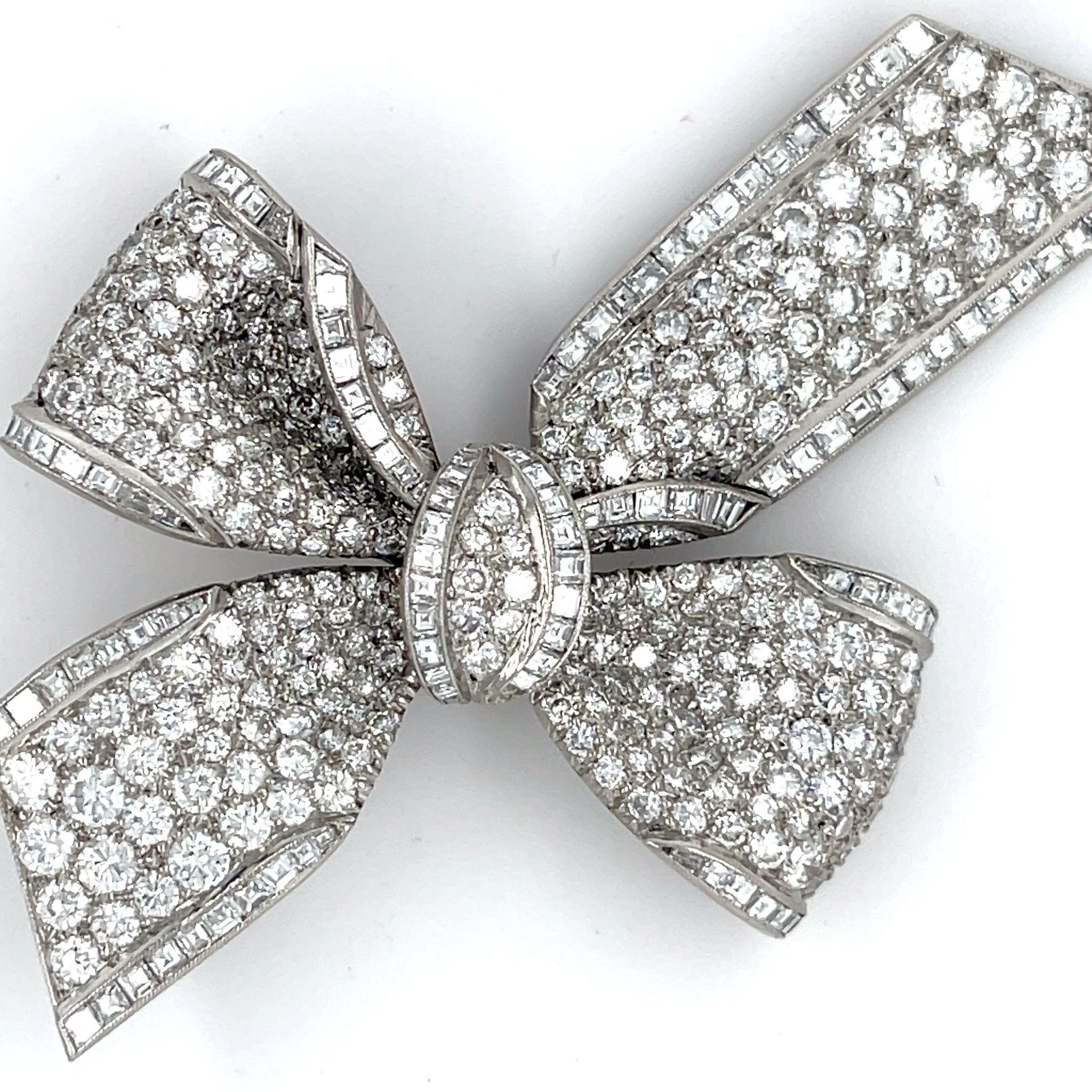 Tiffany & Co. Platinum Diamond Bow Brooch 1950s Appx 9.5 cts Iconic! For Sale 8