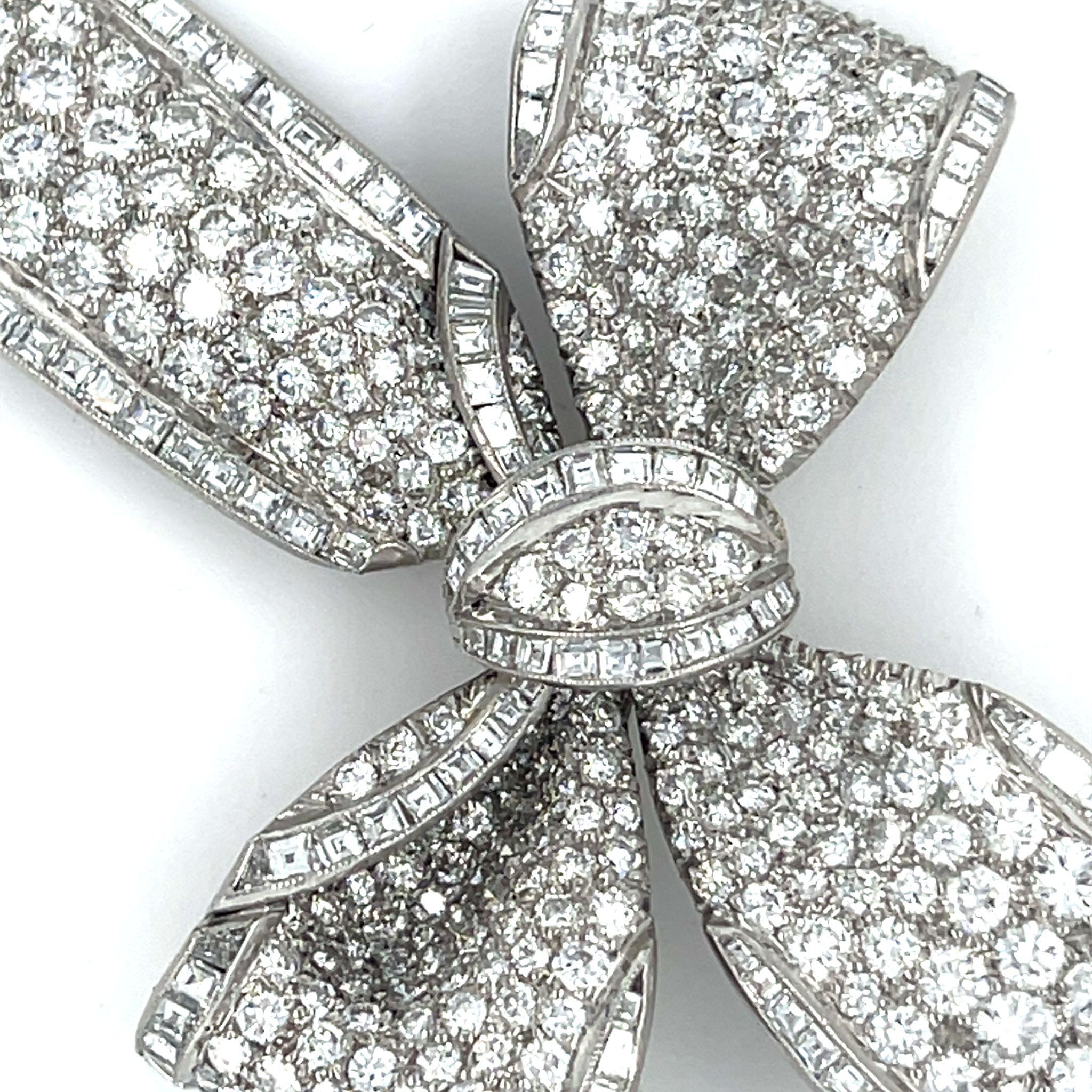 Tiffany & Co. Platinum Diamond Bow Brooch 1950s Appx 9.5 cts Iconic! For Sale 1