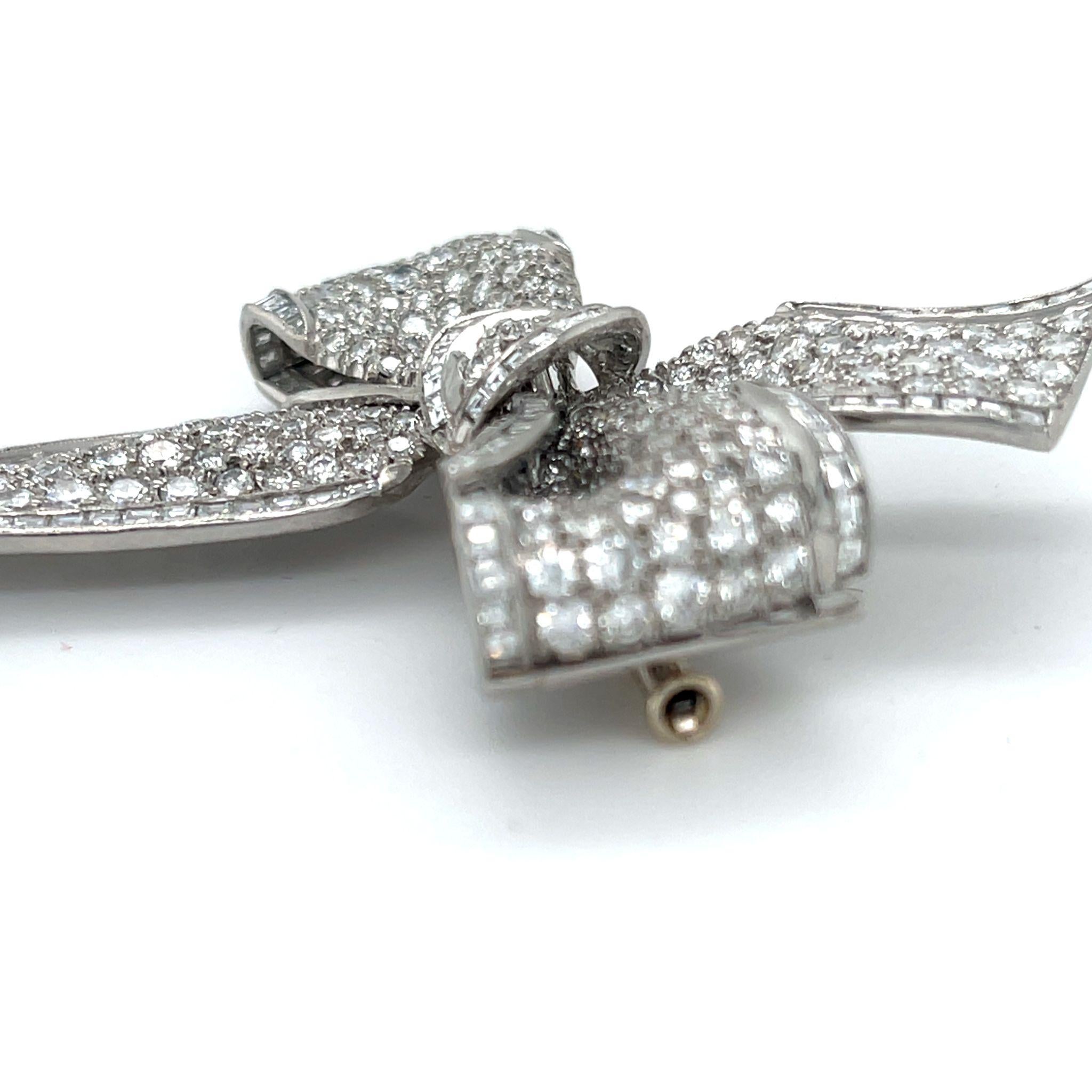 Tiffany & Co. Platinum Diamond Bow Brooch 1950s Appx 9.5 cts Iconic! For Sale 2