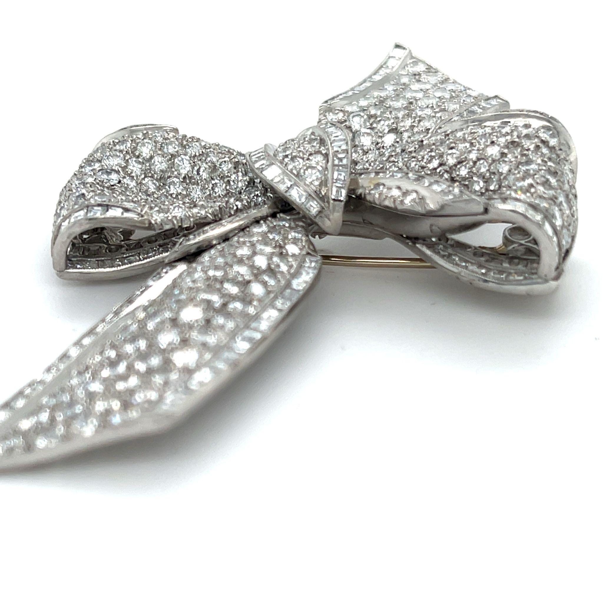 Tiffany & Co. Platinum Diamond Bow Brooch 1950s Appx 9.5 cts Iconic! For Sale 3