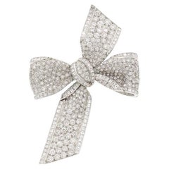 Tiffany & Co. Platinum Diamond Bow Brooch 1950s Appx 9.5 cts Iconic!