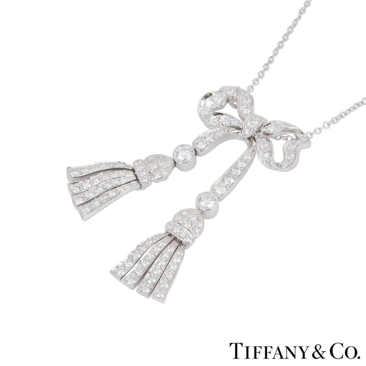 tiffany diamond bow necklace