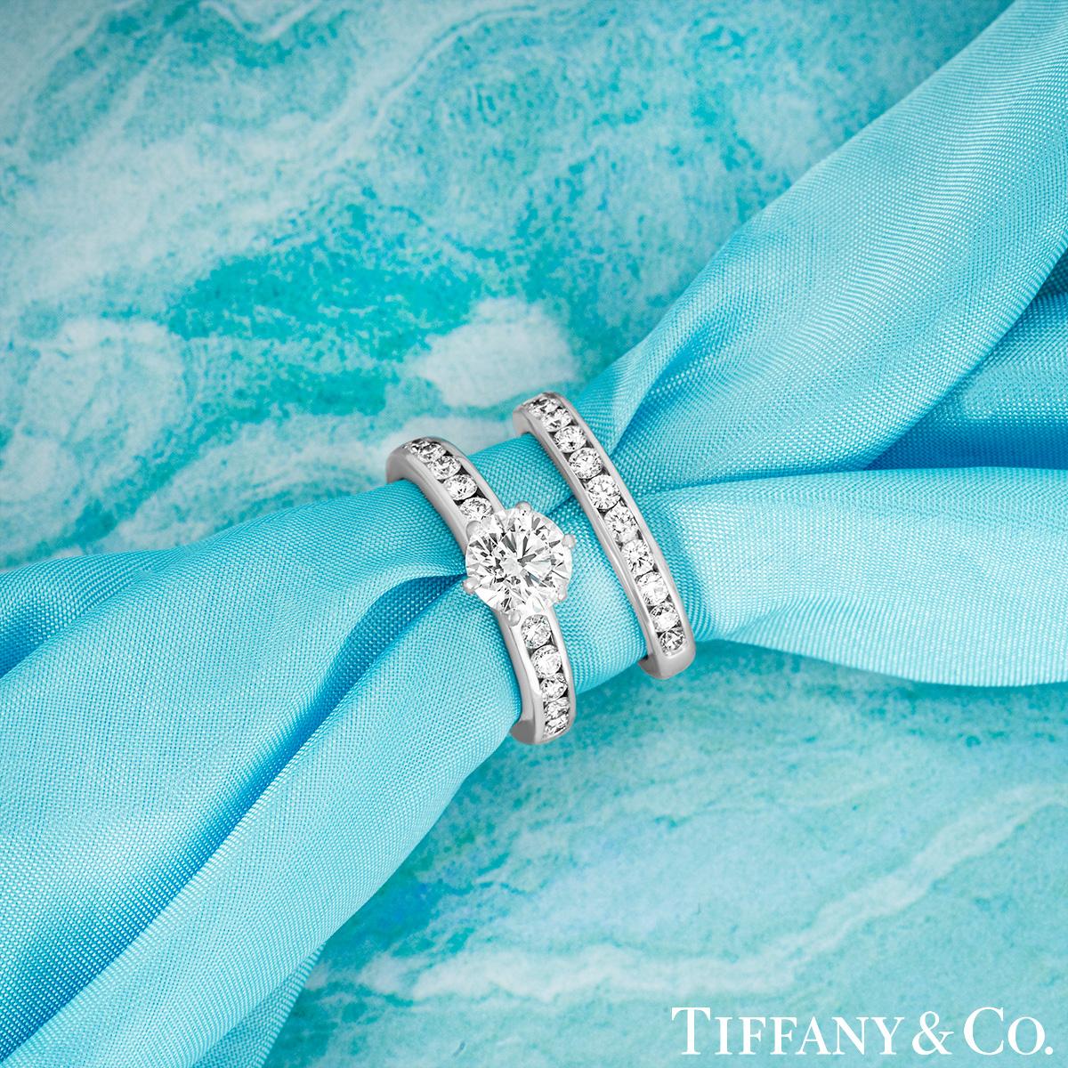 Tiffany & Co. Platinum Diamond Bridal Set 1.03ct H/VS1 For Sale 2