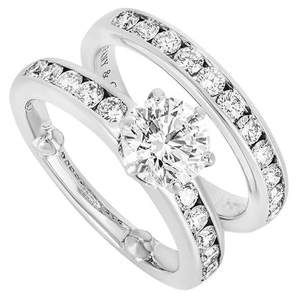 Tiffany & Co. Platinum Diamond Bridal Set 1.03ct H/VS1 For Sale