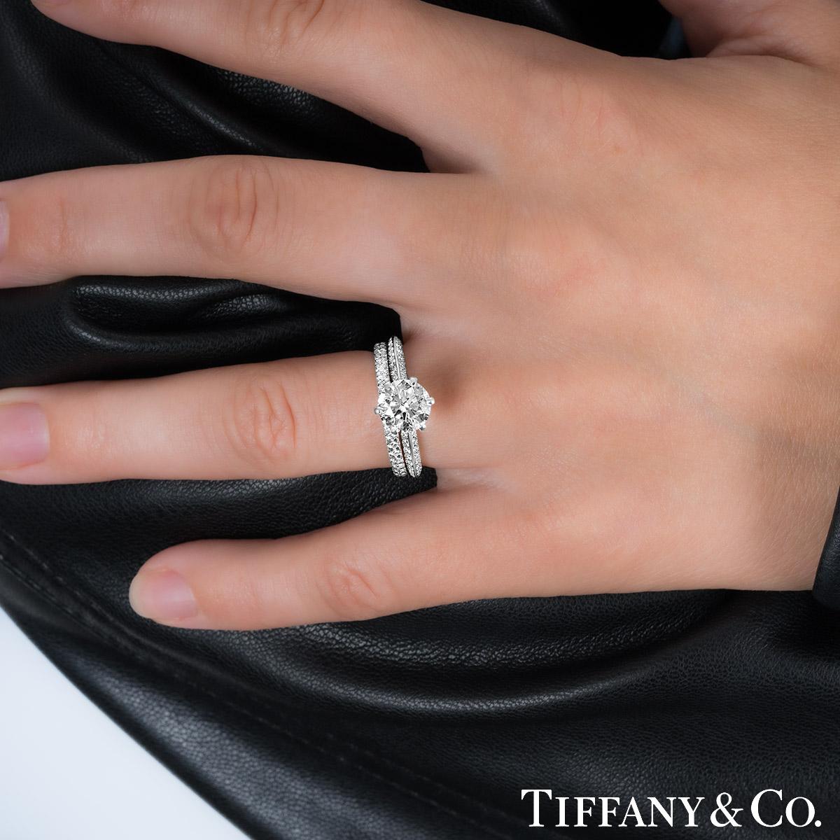 Tiffany & Co. Platinum Diamond Bridal Set 1.60 Carat F/VVS2 For Sale 1