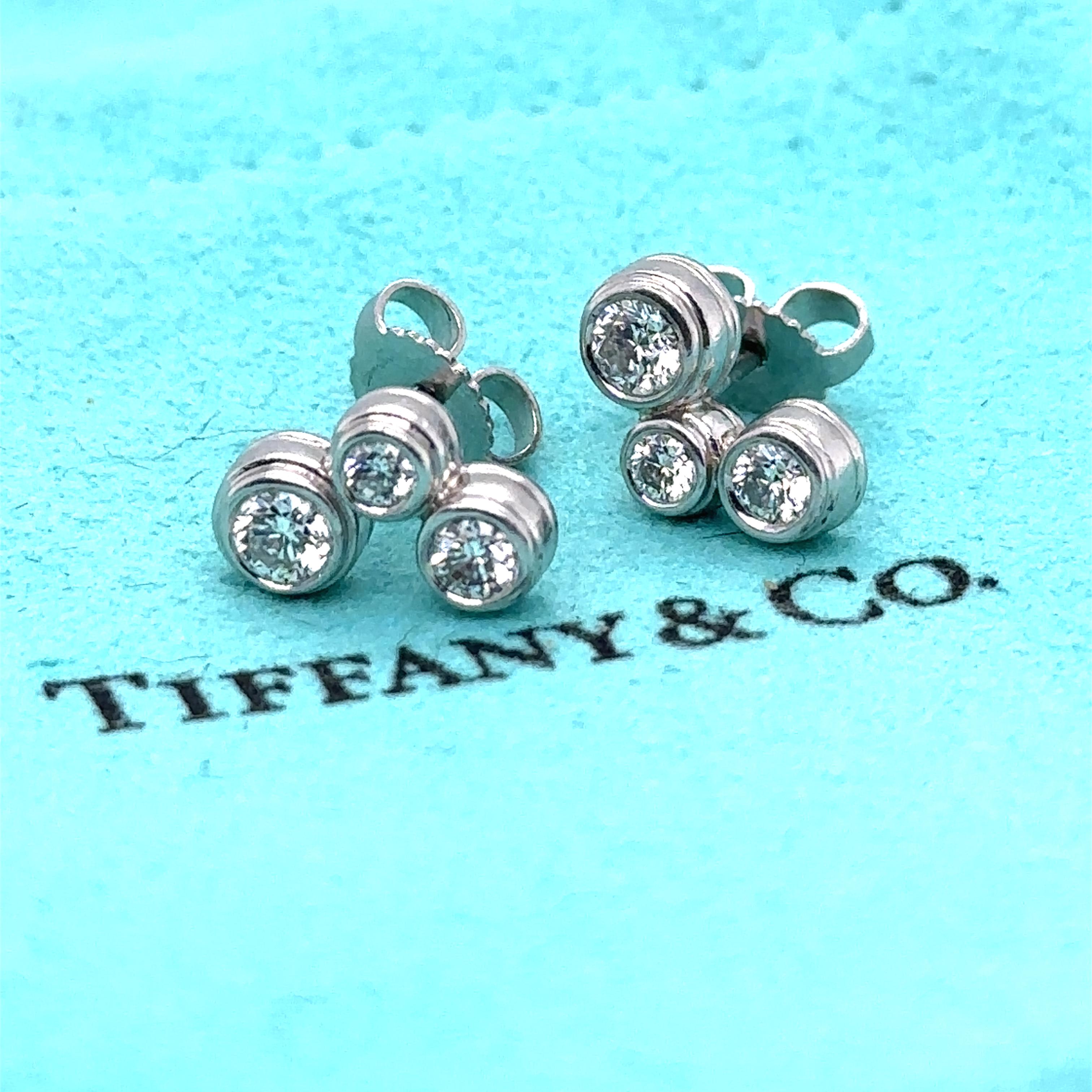 Tiffany & Co. Platinum Diamond Bubble Earrings 0.70ct 4.1g For Sale 1