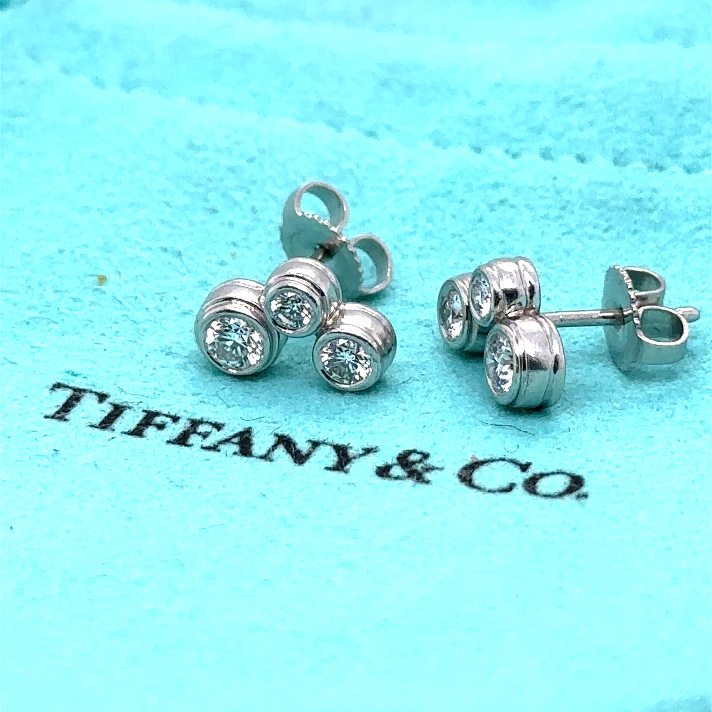 Tiffany & Co. Platinum Diamond Bubble Earrings 0.70ct 4.1g For Sale 2