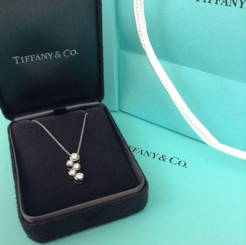 Round Cut TIFFANY & Co. Platinum Diamond Bubbles Pendant Necklace