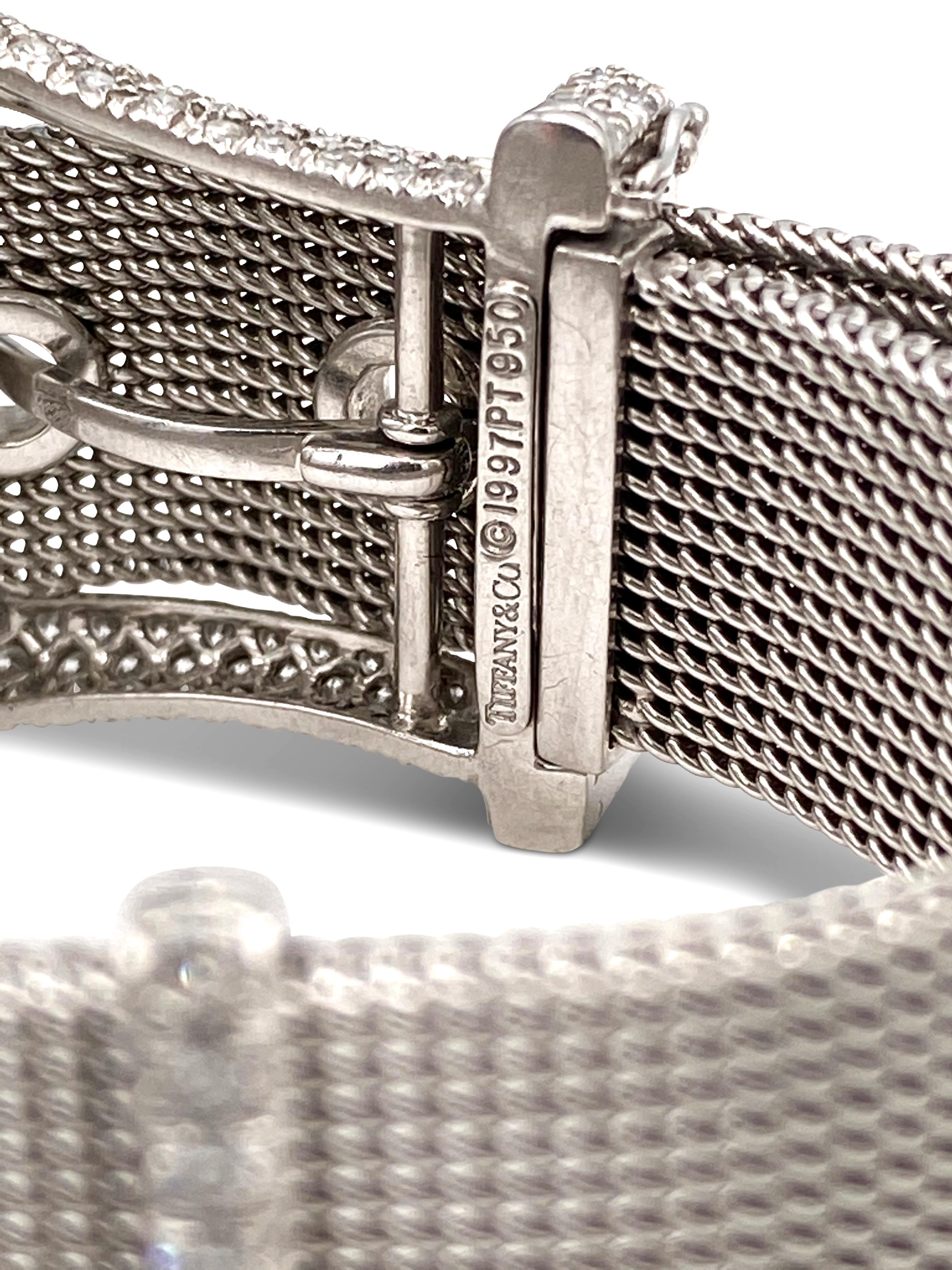 Round Cut Tiffany & Co. Platinum Diamond Buckle Bracelet