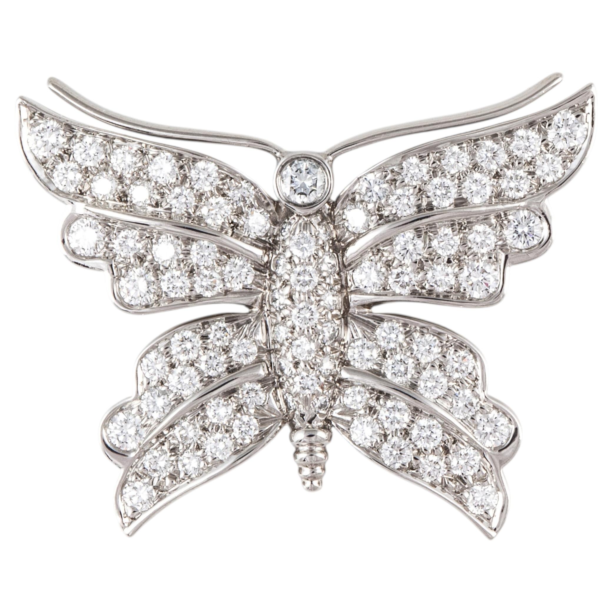 Tiffany & Co. Platinum Diamond Butterfly Brooch, Circa 1996, 1.50ct