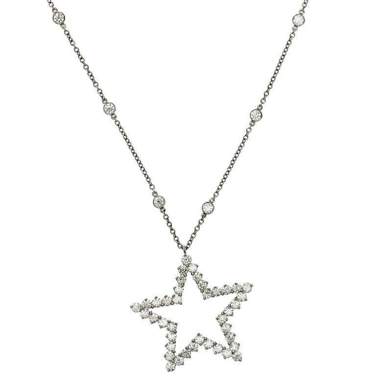 Tiffany and Co Platinum Diamond by the Yard Star Necklace For Sale at ...