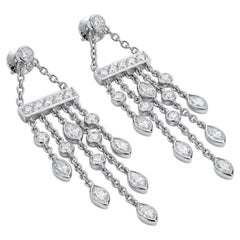 Tiffany & Co. Platinum Diamond Chandelier Earrings 2.64 Carats F Color VVS–VS