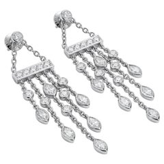 Tiffany & Co. Platinum Diamond Chandelier Earrings 2.64 Carats F Color VVS–VS