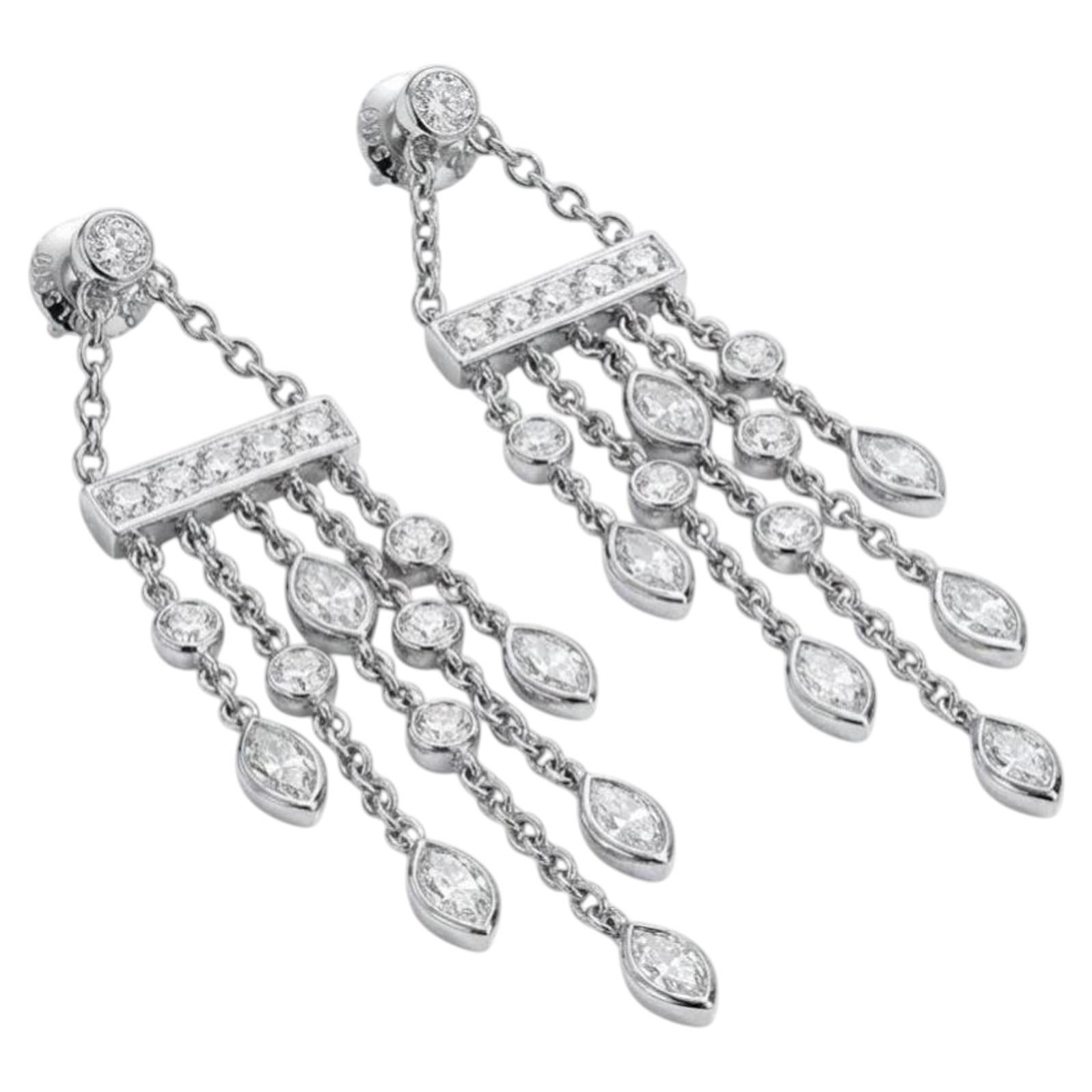 Tiffany & Co. Platinum Diamond Chandelier Earrings 2.64 Carats F Color VVS–VS