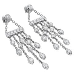 Tiffany & Co. Platinum Diamond Chandelier Earrings 2.64 Carats F Color VVS–VS