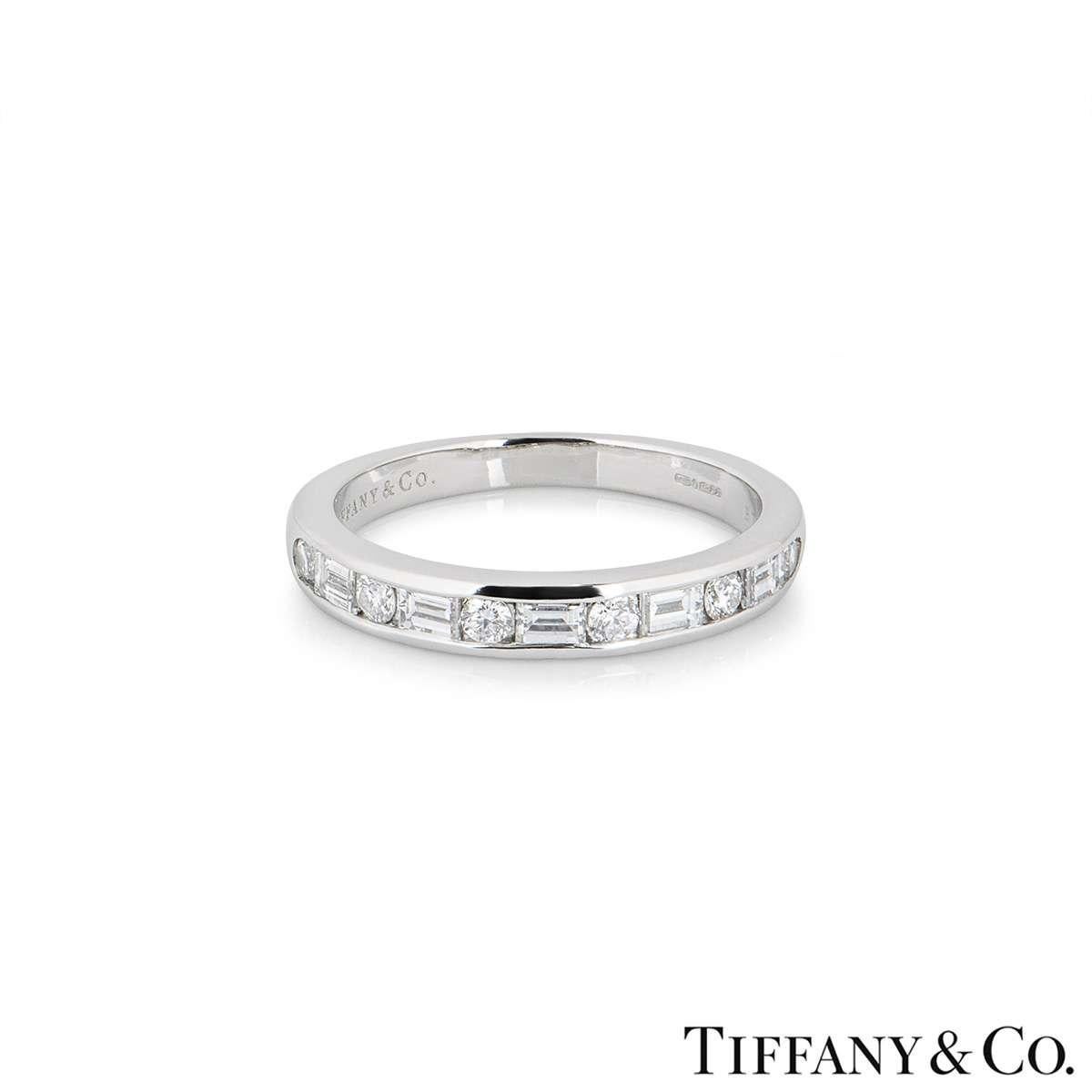 Round Cut Tiffany & Co. Platinum Diamond Channel Set Band Ring