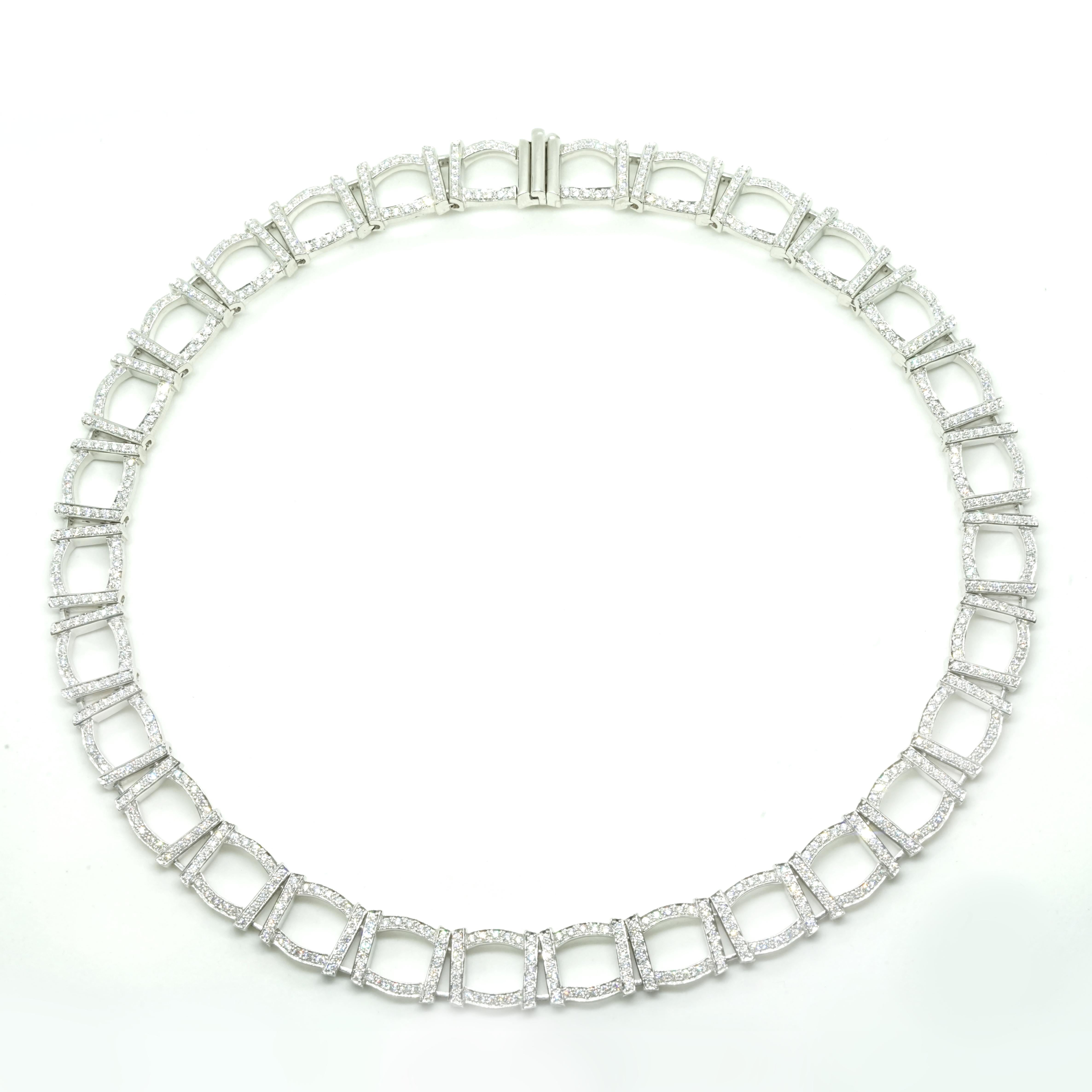 This exquisite Tiffany & Co. platinum diamond choker necklace is a timeless piece of luxury jewelry. Designed for elegance, it features a total of 6.5 carats of dazzling F+ color, VS+ clarity diamonds set in 121 grams of platinum. The choker