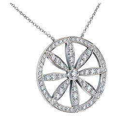Tiffany & Co. Platinum Diamond Circle Flower Pendant Necklace