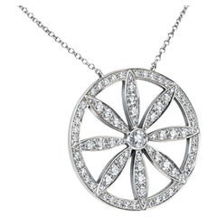 Tiffany & Co. Platinum Diamond Circle Flower Pendant Necklace