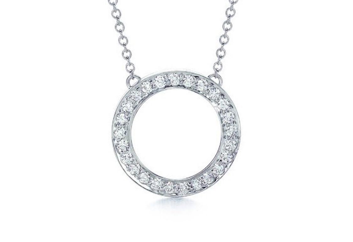 TIFFANY & Co. Platinum Diamond Circle Pendant Necklace

Metal: Platinum 
Weight: 4.0 grams 
Chain: 16