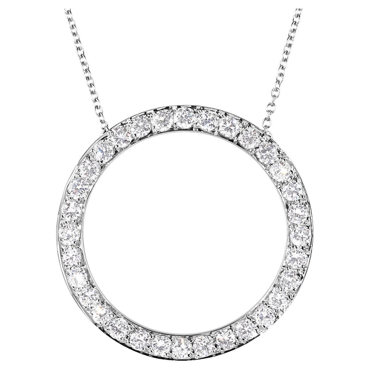 TIFFANY
Co. Platinum Diamond Circle Pendant Necklace LARGE