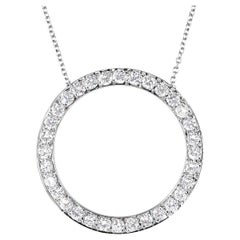 TIFFANY 
Co. Platinum Diamond Circle Pendant Necklace LARGE