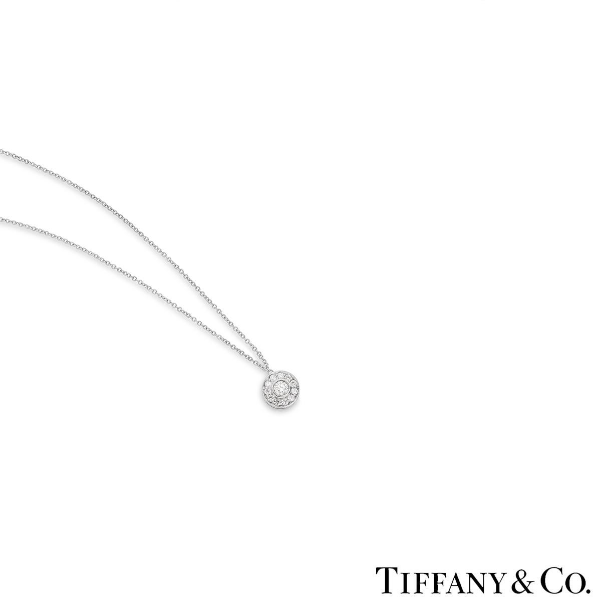 Round Cut Tiffany & Co. Platinum Diamond Circlet Pendant For Sale