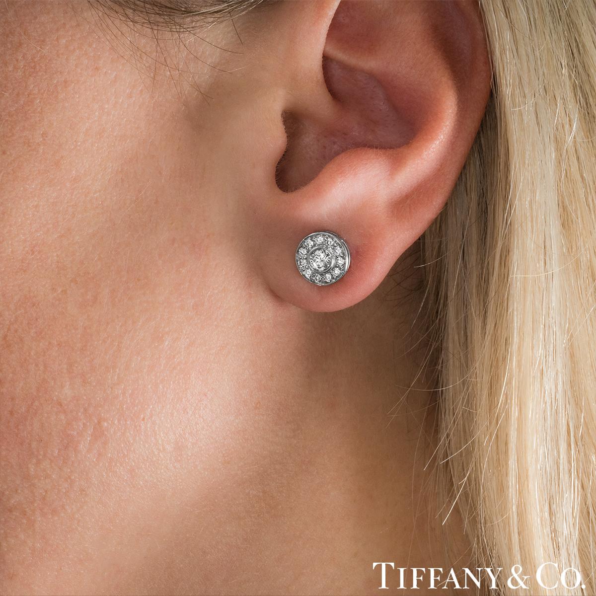 Brilliant Cut Tiffany & Co. Platinum Diamond Circlet Stud Earrings
