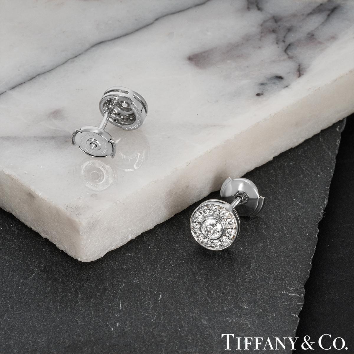 Tiffany & Co. Platinum Diamond Circlet Stud Earrings In Excellent Condition For Sale In London, GB