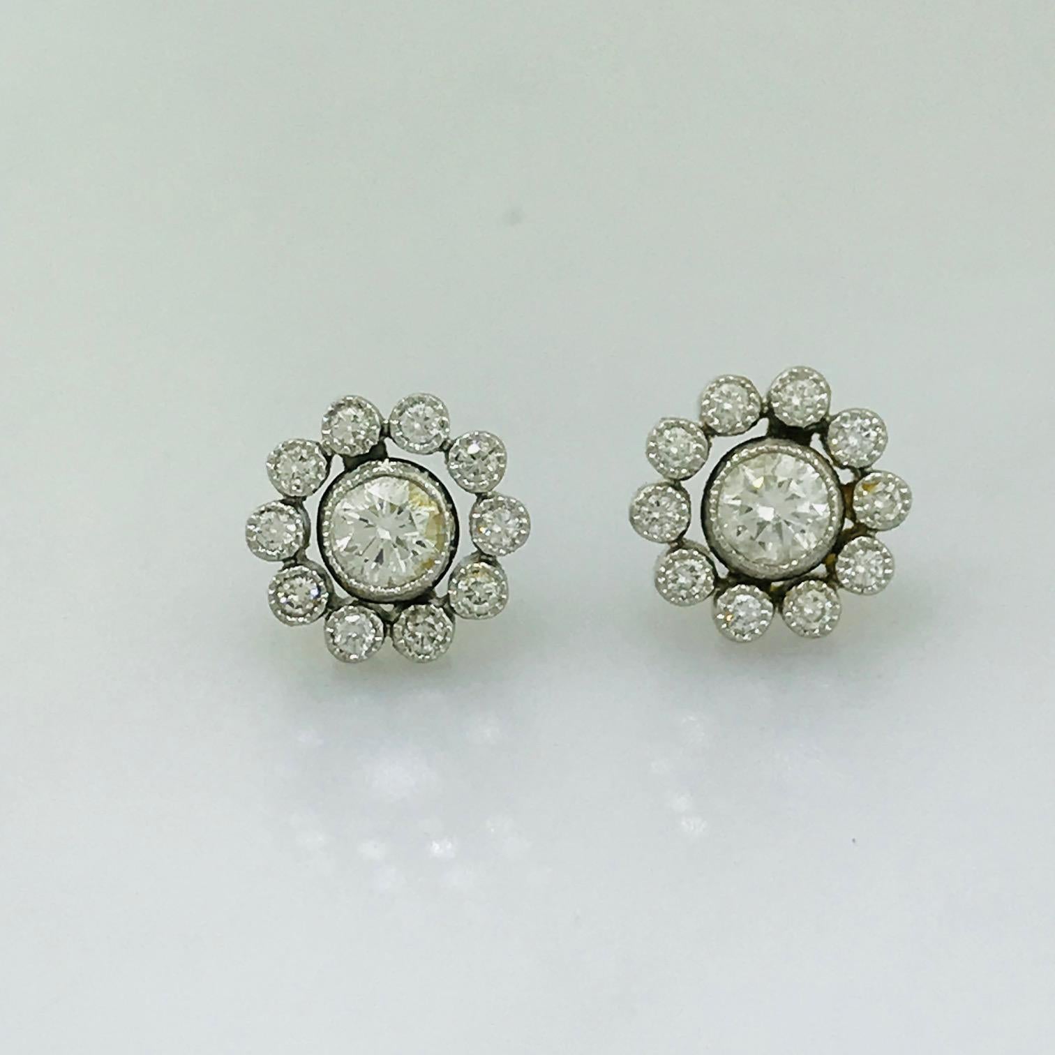 Tiffany & Co. Platinum Diamond Cluster Earring Studs In Excellent Condition In Austin, TX