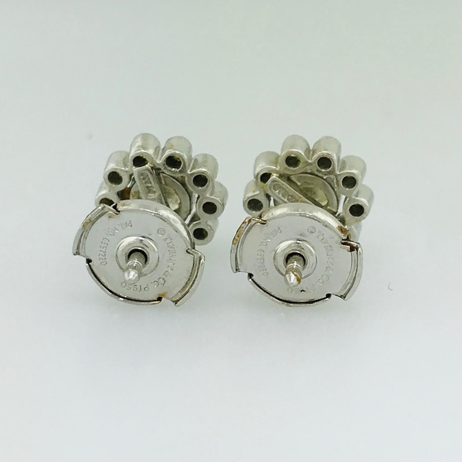 Tiffany & Co. Platinum Diamond Cluster Earring Studs 1
