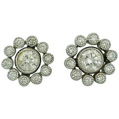 Tiffany & Co. Platinum Diamond Cluster Earring Studs