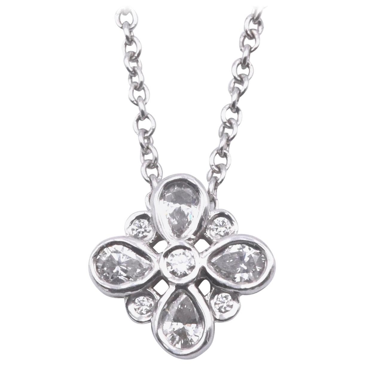 Tiffany & Co. Platinum Diamond Cluster Necklace