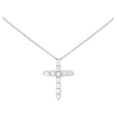Tiffany & Co. Platinum Diamond Cross Necklace 0.42cttw