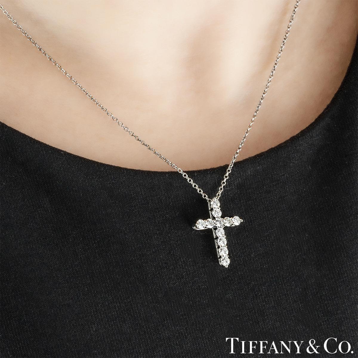 Women's or Men's Tiffany & Co. Platinum Diamond Cross Pendant 0.42ct 60007429