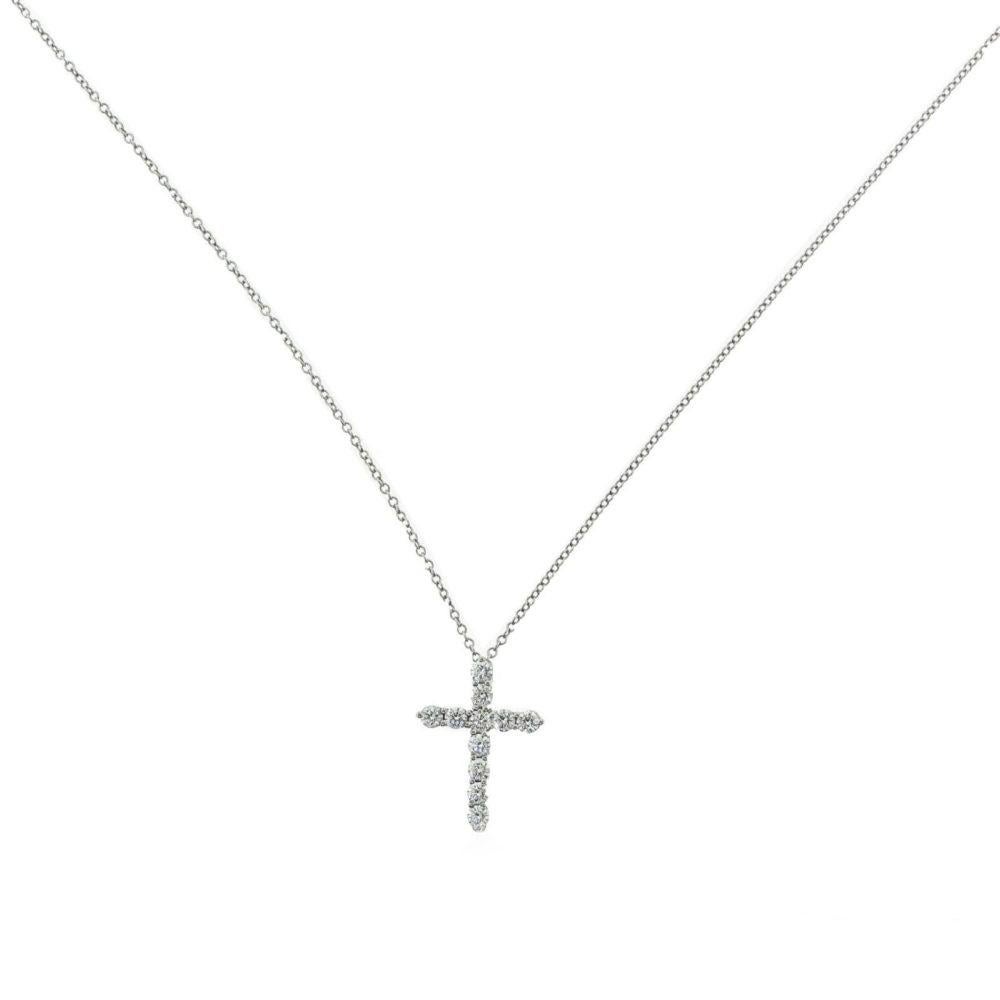 Tiffany & Co. Platinum Diamond Cross Pendant 1