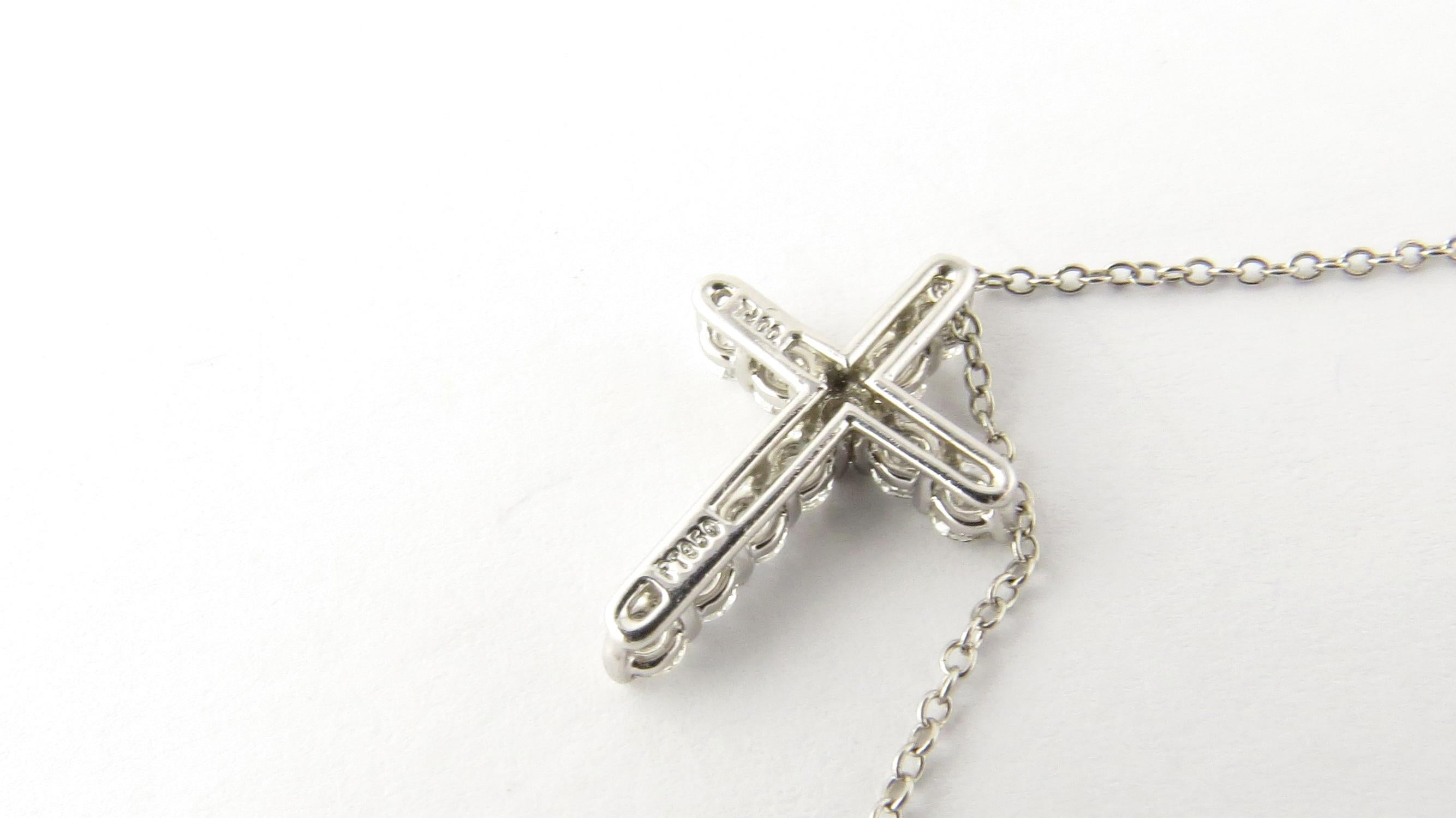 Round Cut Tiffany & Co. Platinum Diamond Cross Pendant Necklace