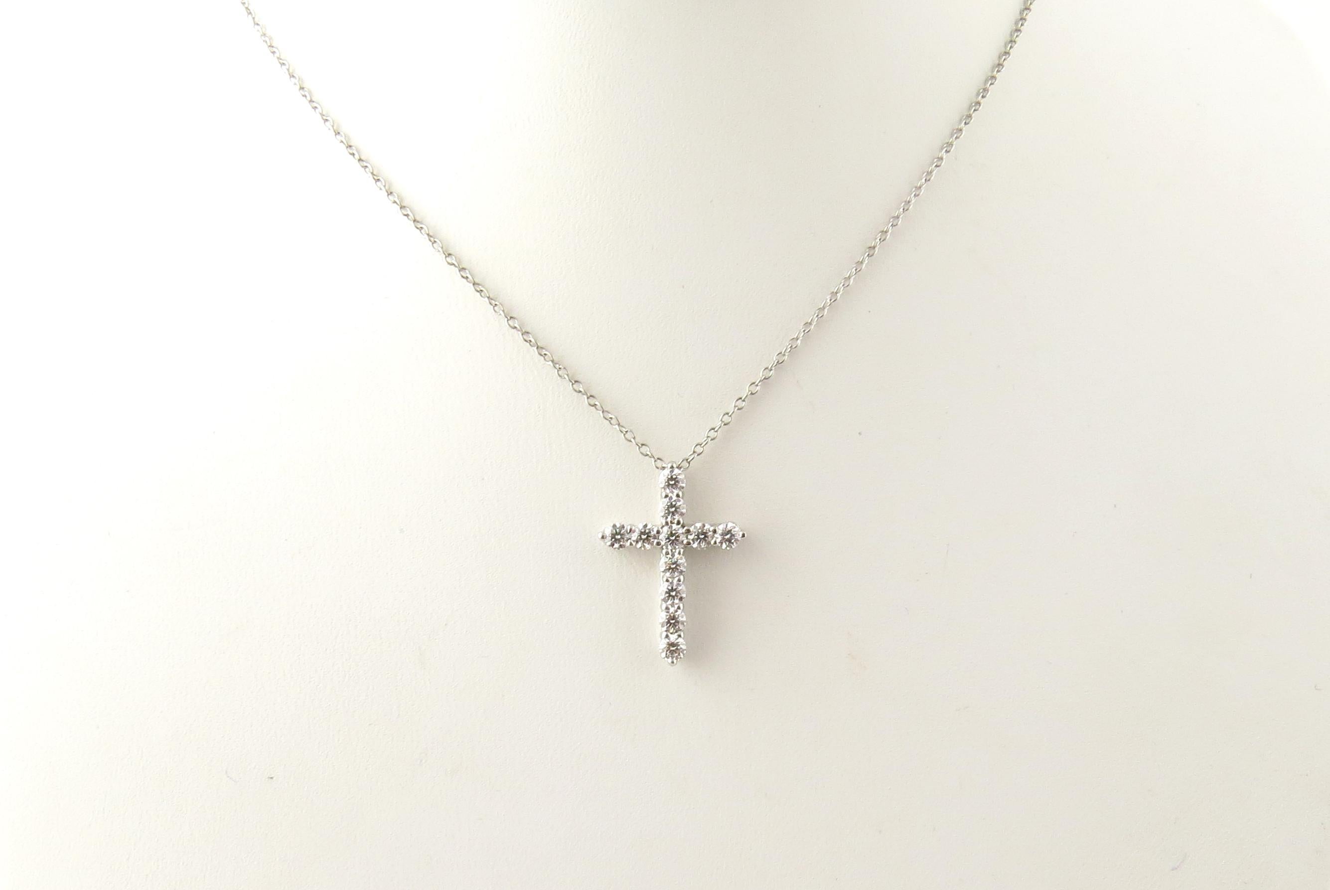 Tiffany & Co. Platinum Diamond Cross Pendant Necklace In Good Condition In Washington Depot, CT