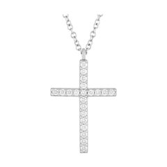 Tiffany & Co. Collier pendentif croix en platine et diamants