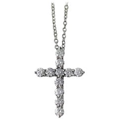 Vintage Tiffany & Co. Platinum Diamond Cross Pendant Necklace