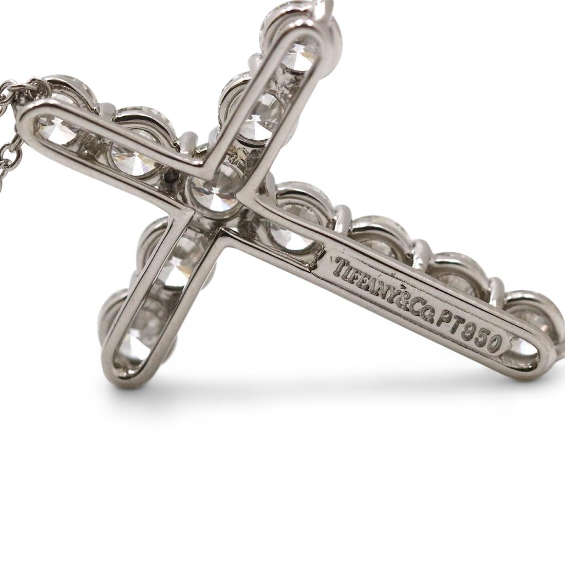 Tiffany & Co. Platinum Diamond Cross Pendant Necklace, Large 1
