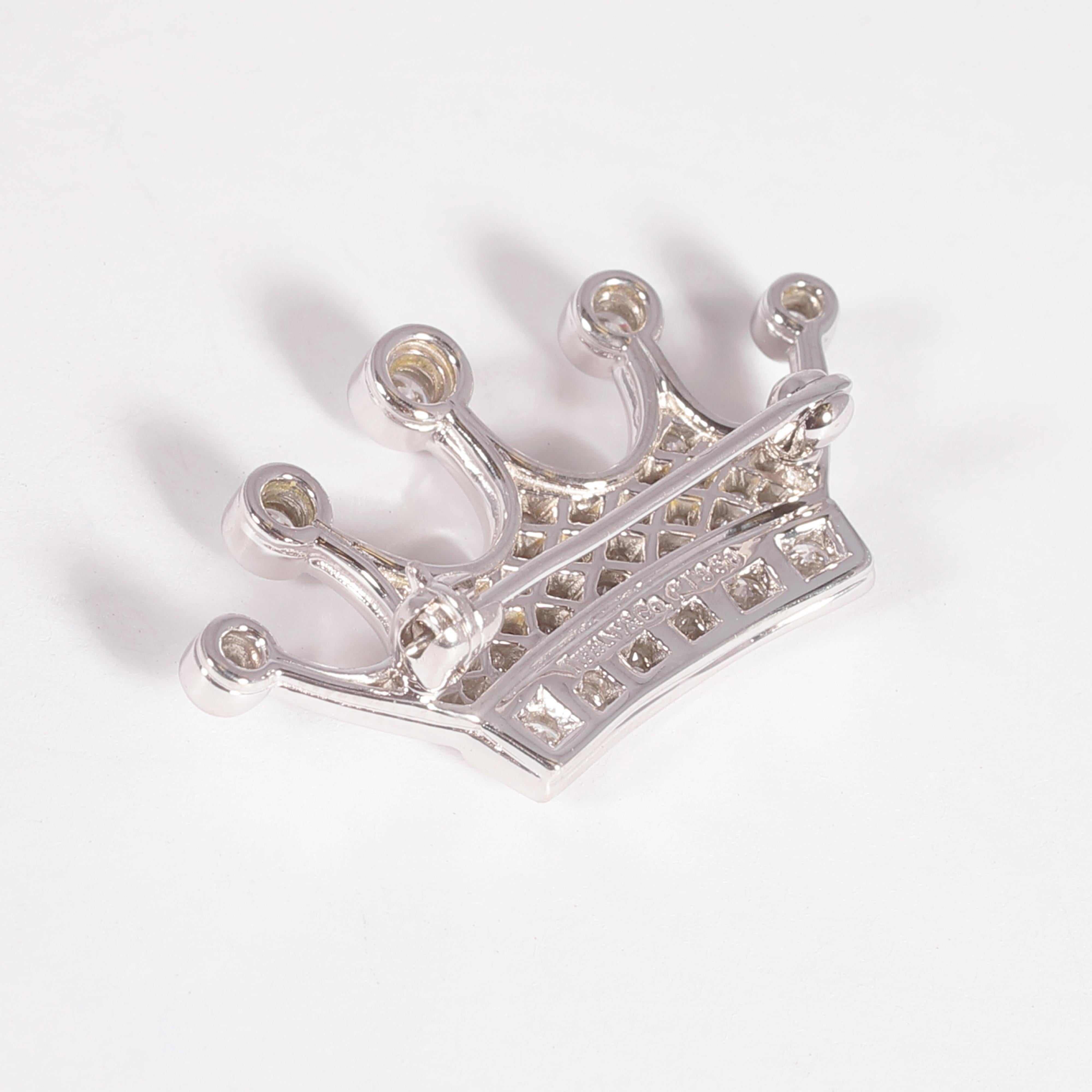Women's or Men's Tiffany & Co. Platinum Diamond Crown Brooch