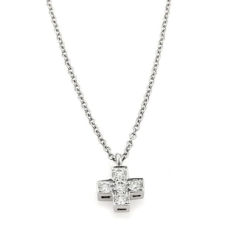 Round Cut TIFFANY & Co. Platinum Diamond Cruciform Cross Pendant Necklace