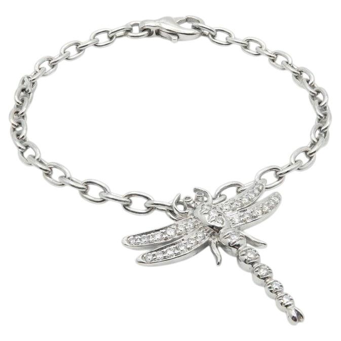 Tiffany & Co Platinum Diamond Dragonfly Charm Bracelet with Dangle Pendant