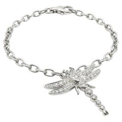 Tiffany & Co Platinum Diamond Dragonfly Charm Bracelet with Dangle Pendant