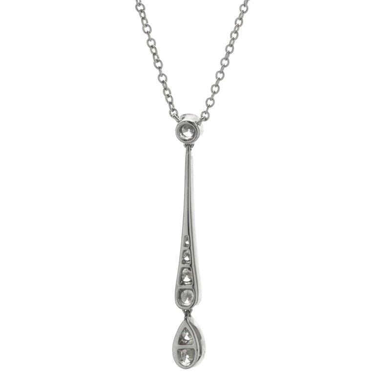 Tiffany and Co. Platinum Diamond Drop Necklace at 1stDibs