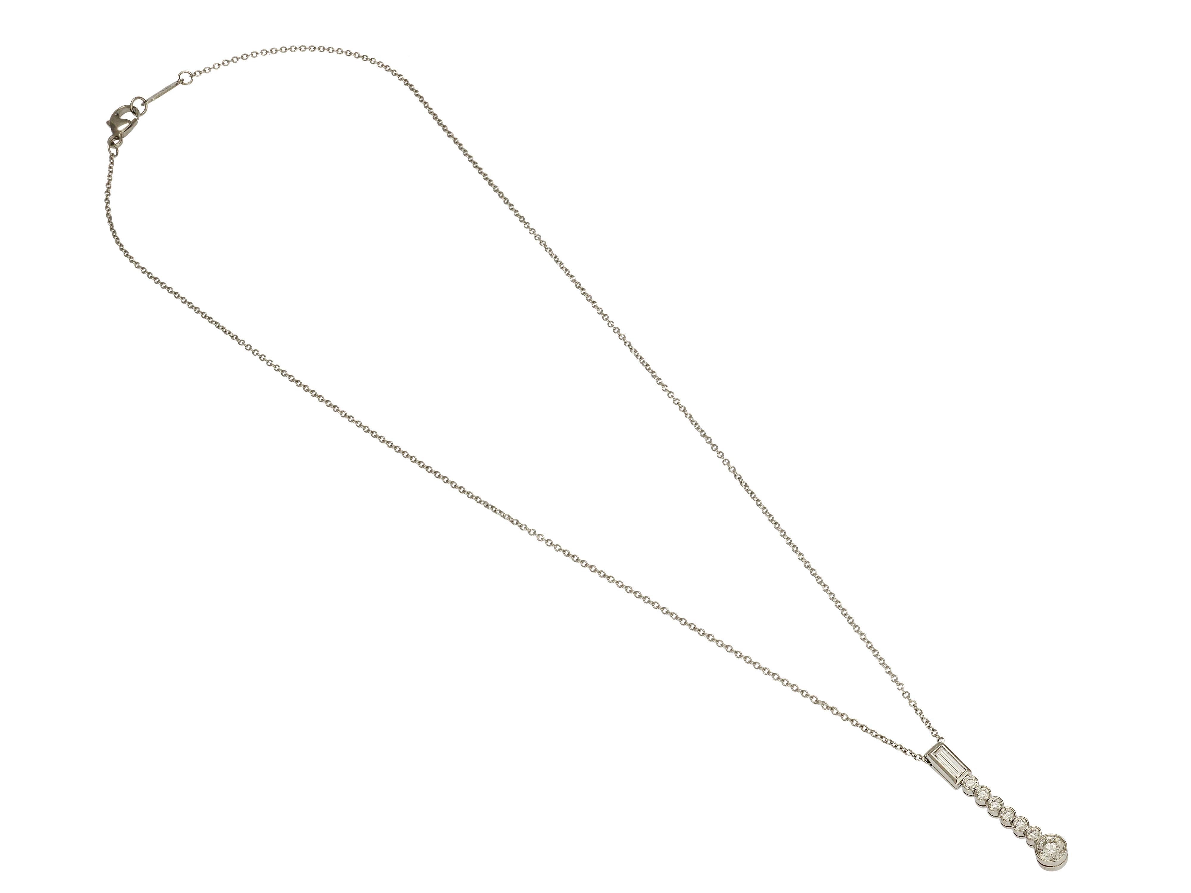 Contemporary Tiffany & Co. Platinum Diamond Drop Necklace For Sale