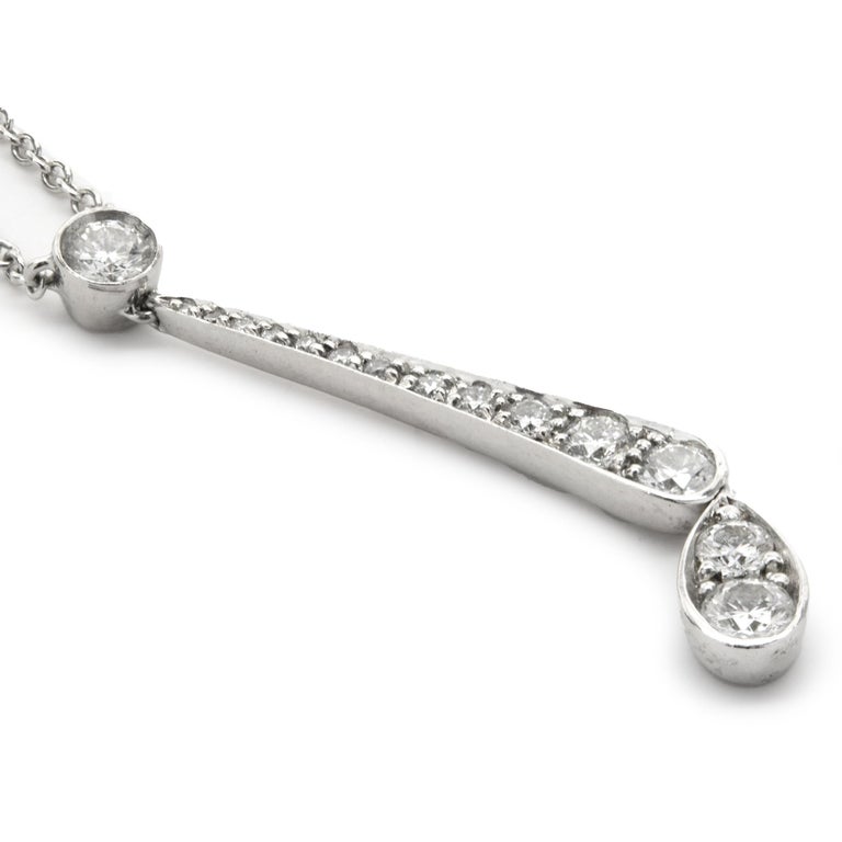 Tiffany and Co. Platinum Diamond Drop Necklace at 1stDibs