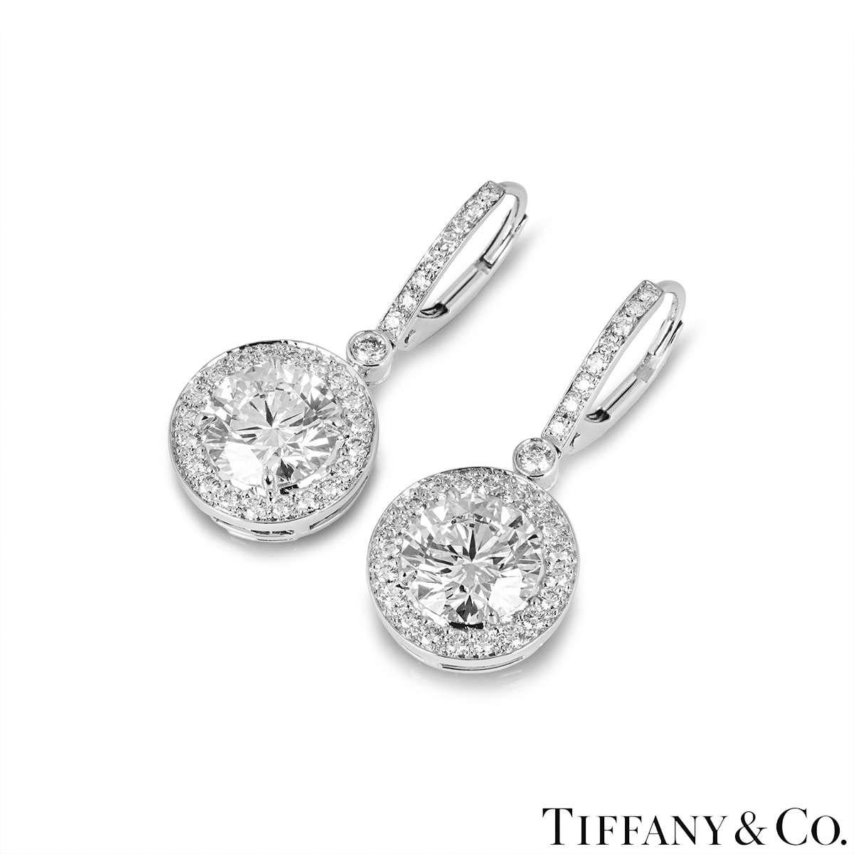 Tiffany & Co. Platin-Diamant-Ohrringe 3,65 Karat TDW (Rundschliff) im Angebot